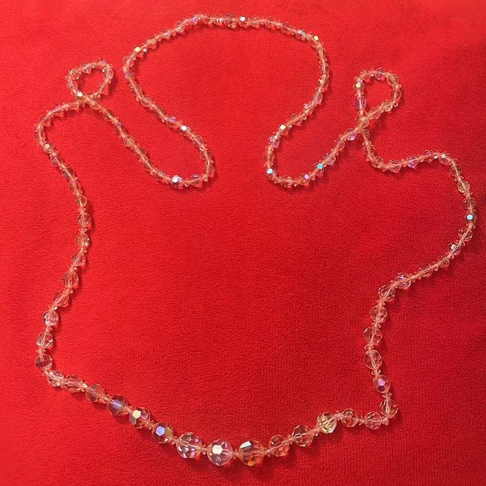 Antique Elegant Crystal Beaded Necklace. 47”